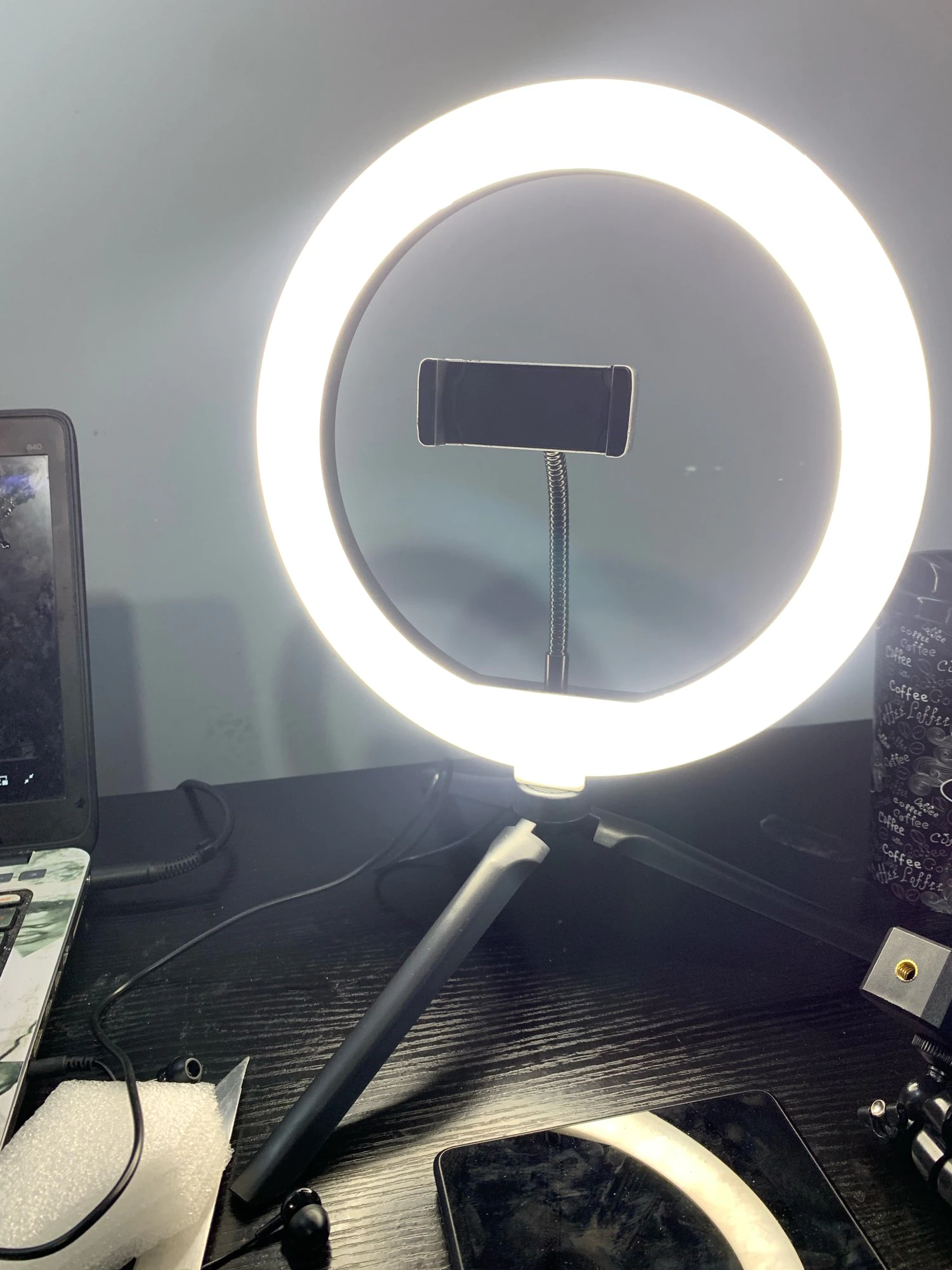 Anillo de luz LED circular para selfie, lámpara redonda regulable