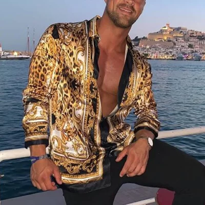 Camisa con estampado de leopardo para hombre