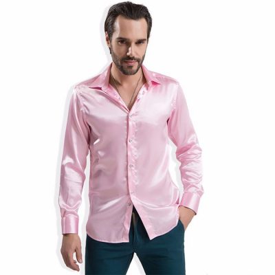 Camisa de seda informal para hombre, camisas de vestir transpirables finas