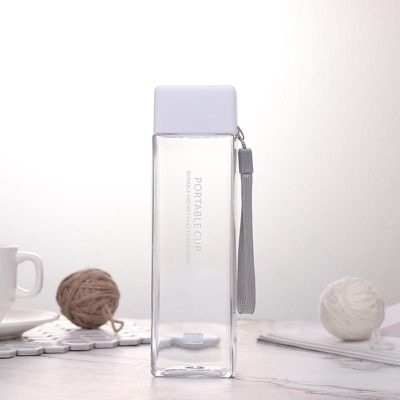 Taza de agua de plástico mate, vaso cuadrado transparente